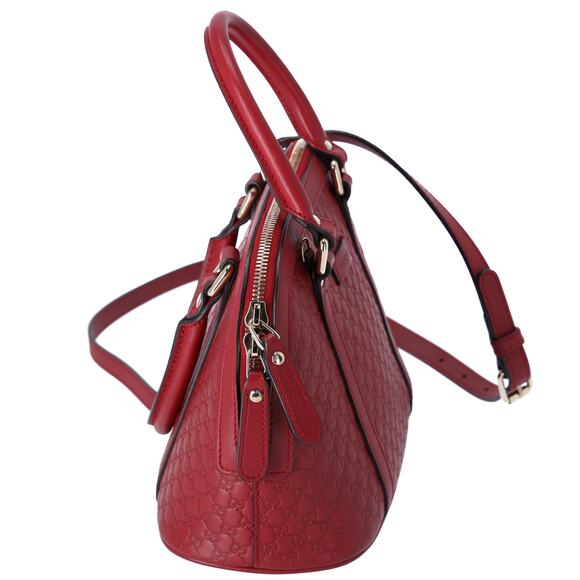 GUCCI Guccissima Micro GG Small Dome Handbag 449654 Red Leather - Picture 3 of 8